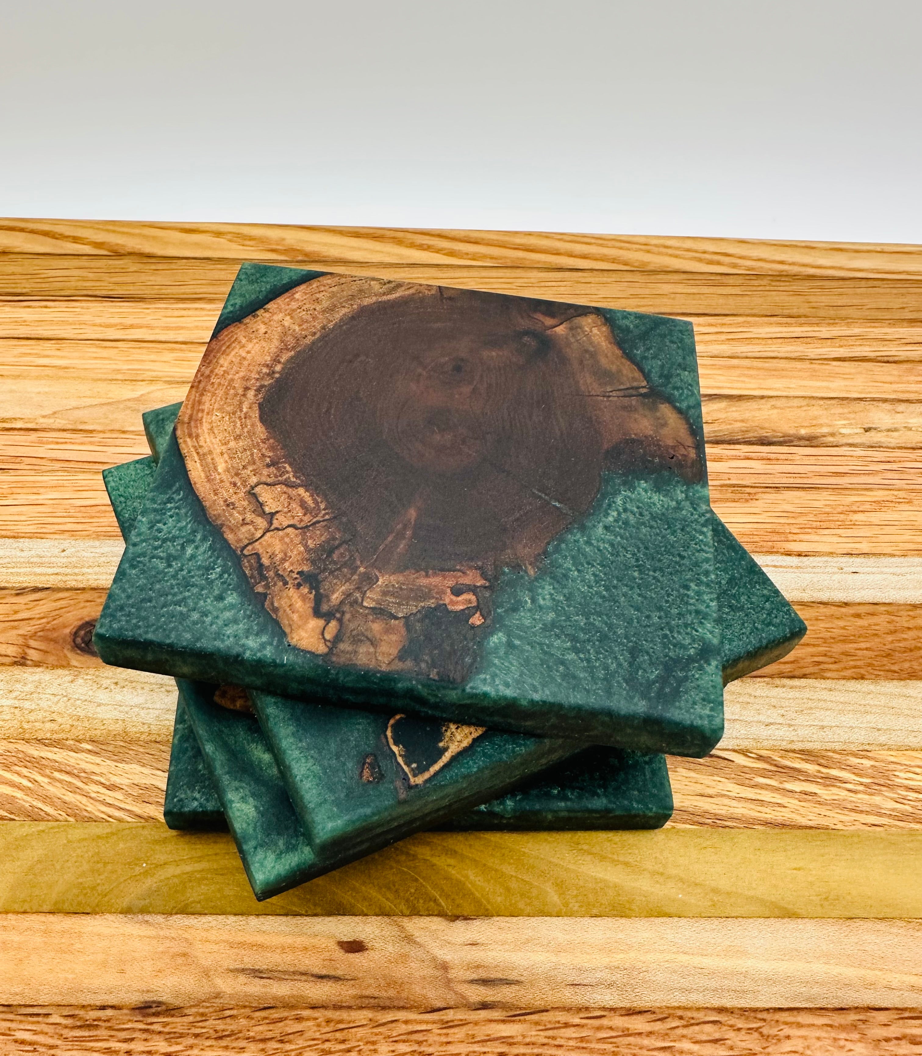 End Grain Black Walnut and Resin Coasters - Set of 4