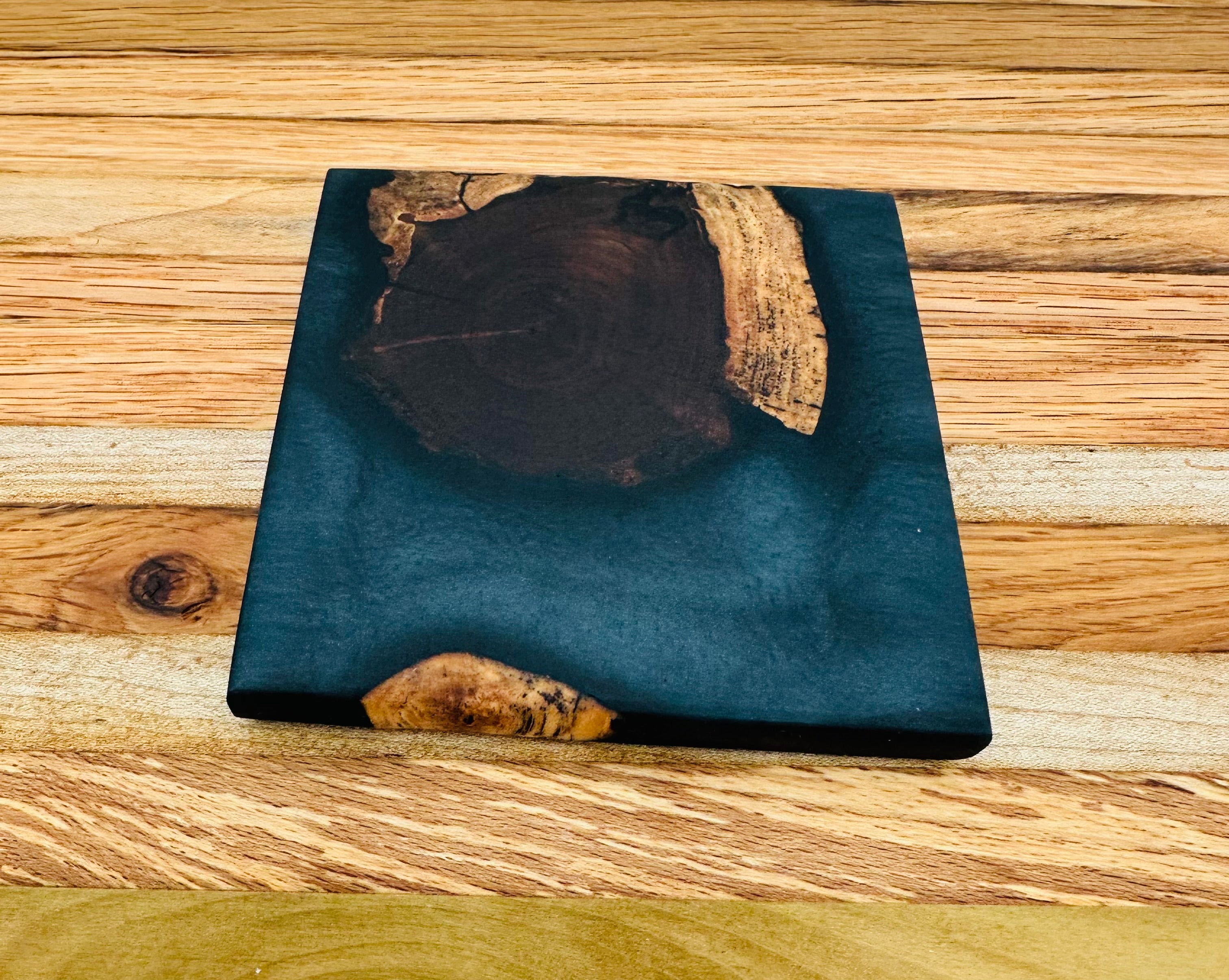 End Grain Black Walnut and Resin Coasters - Set of 4