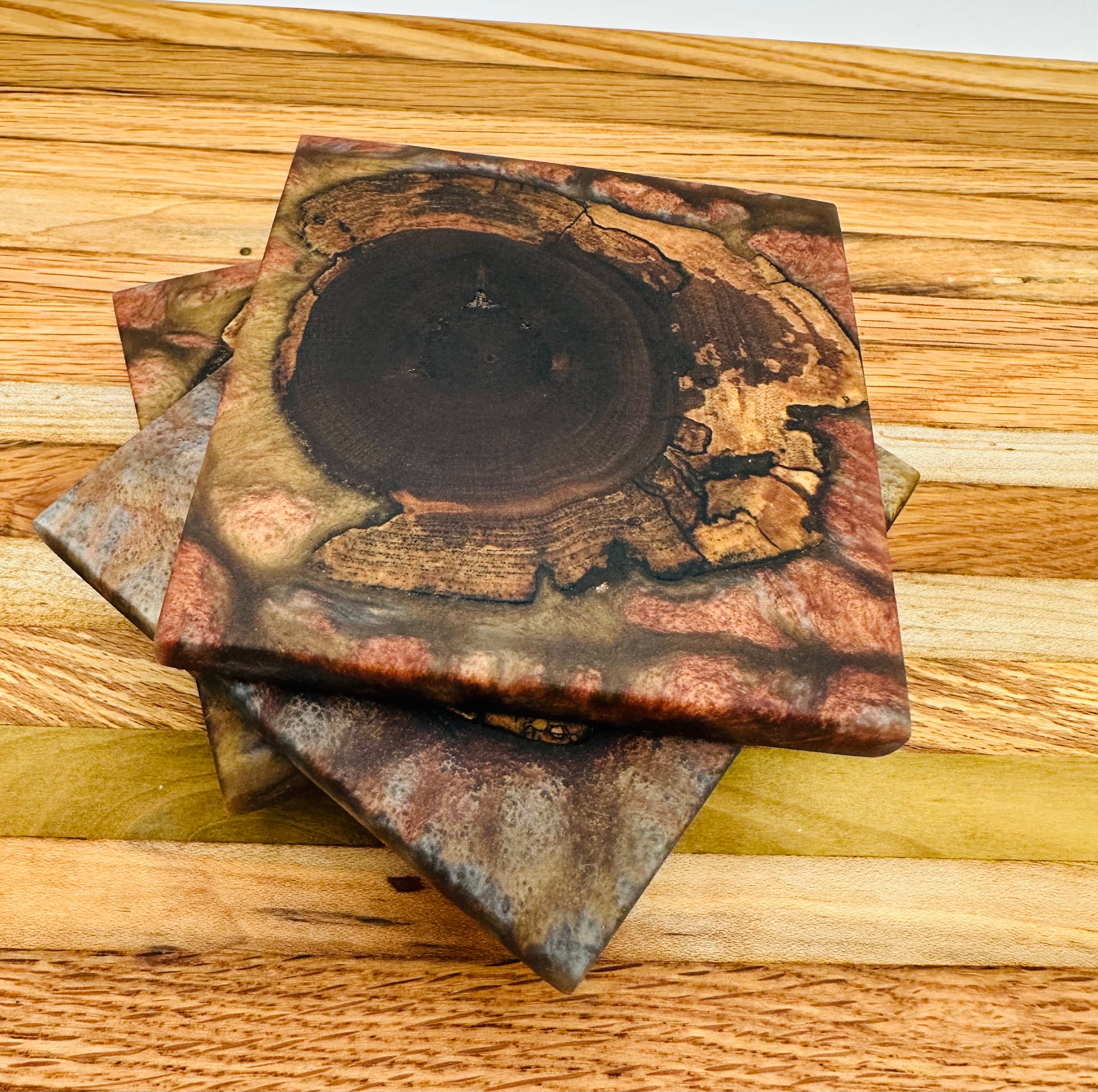 End Grain Black Walnut and Resin Coasters - Set of 4