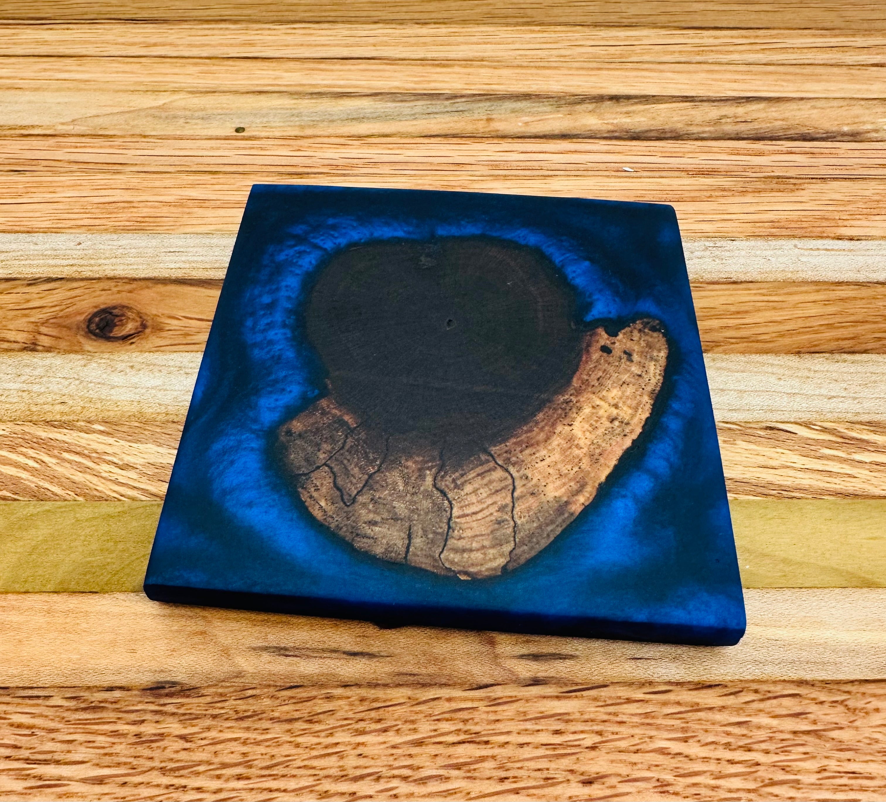 End Grain Black Walnut and Resin Coasters - Set of 4