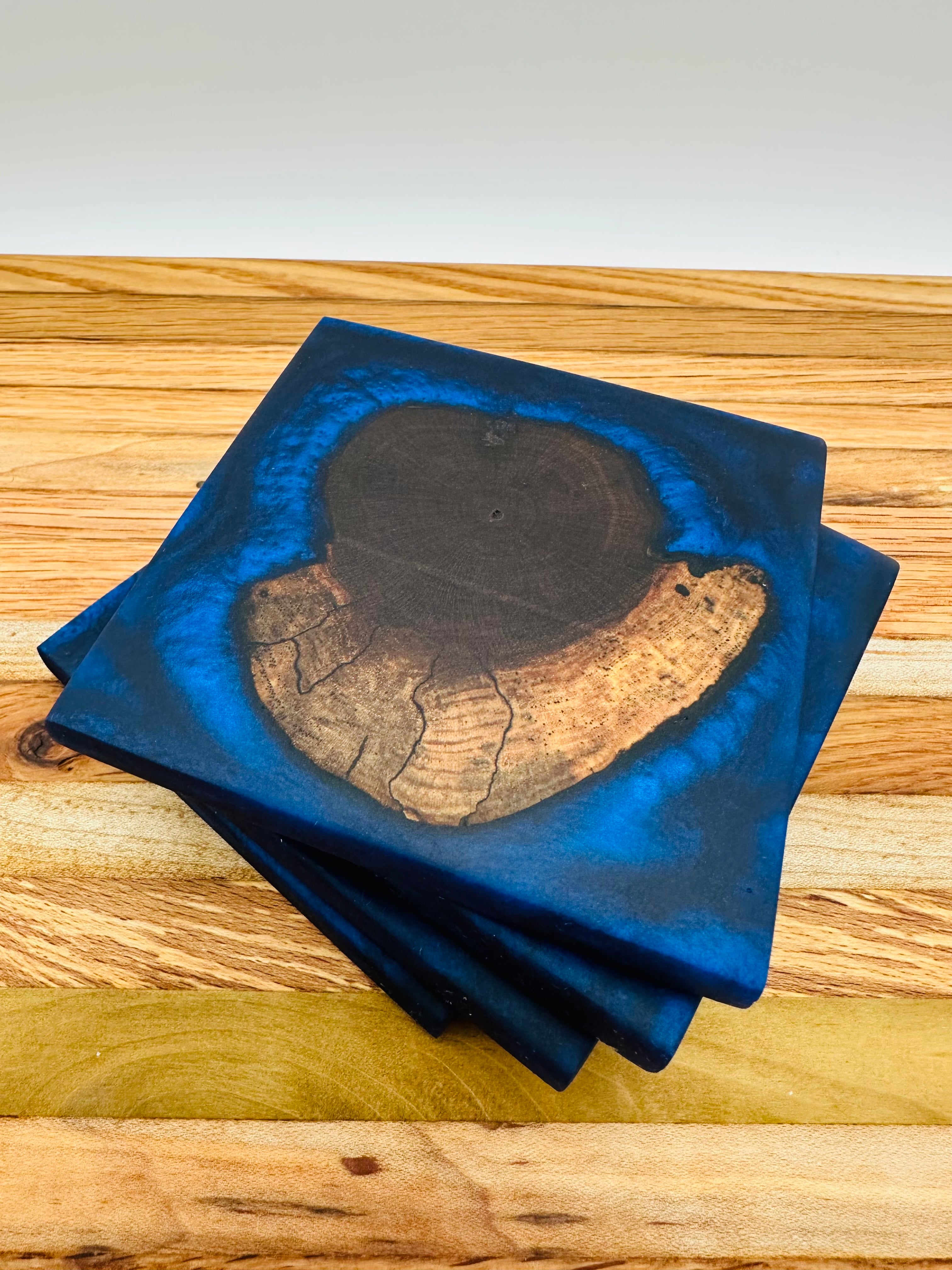 End Grain Black Walnut and Resin Coasters - Set of 4