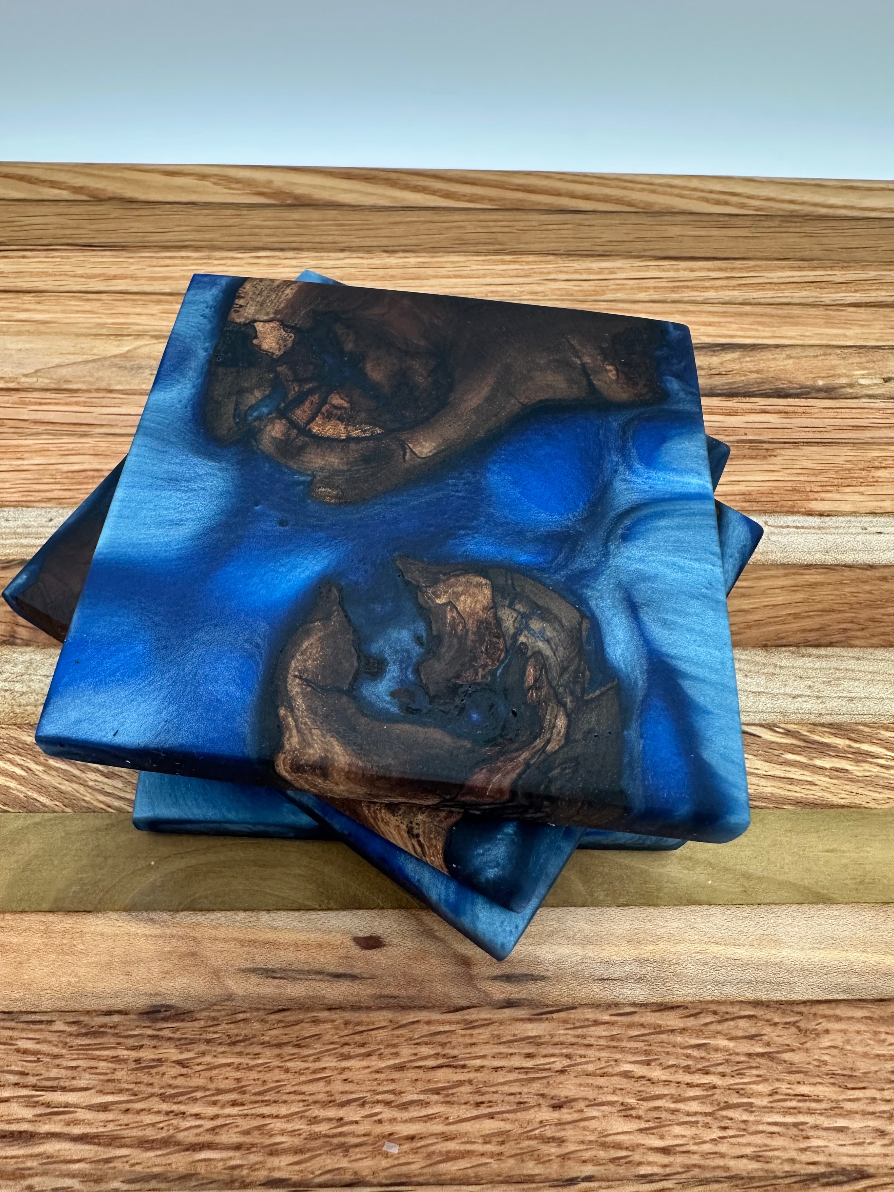 End Grain Black Walnut and Resin Coasters - Set of 4