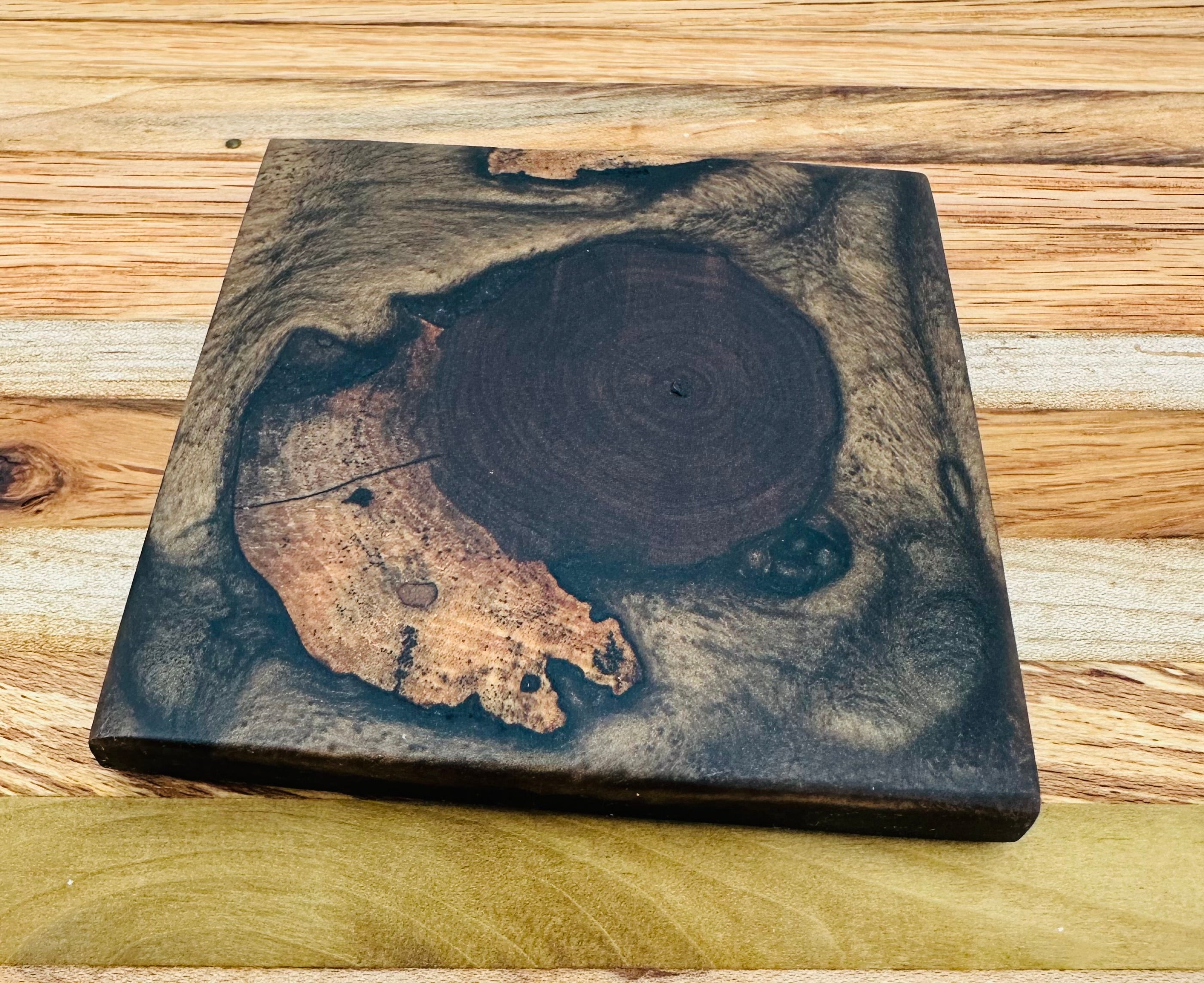 End Grain Black Walnut and Resin Coasters - Set of 4