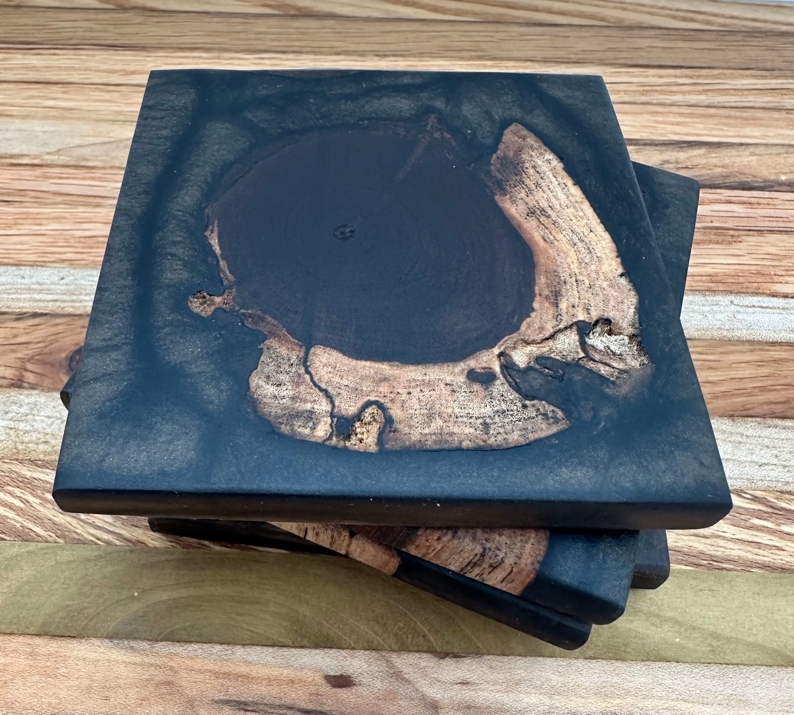 End Grain Black Walnut and Resin Coasters - Set of 4