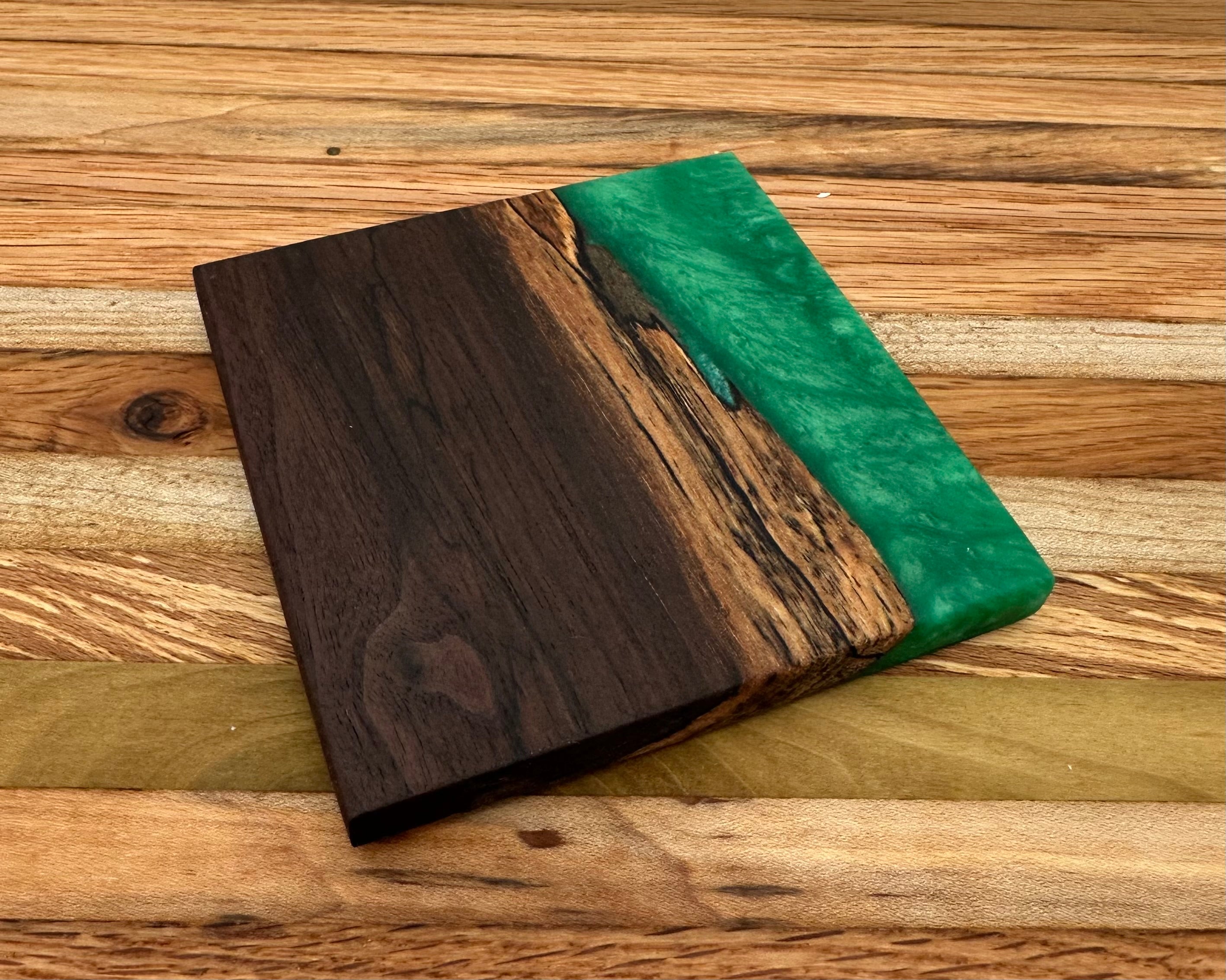 Live Edge Black Walnut and Resin Coasters, Set of 4