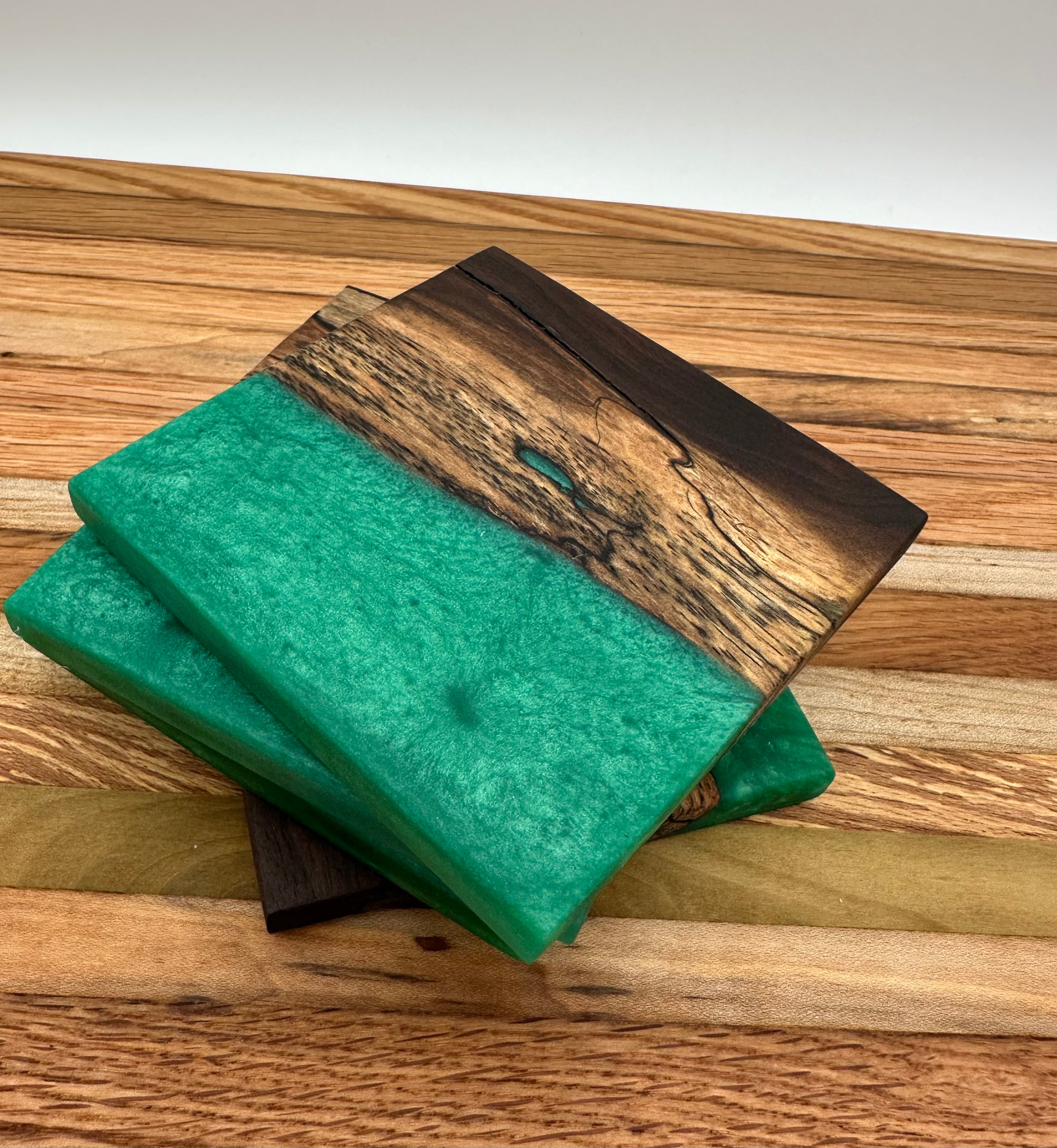 Live Edge Black Walnut and Resin Coasters, Set of 4