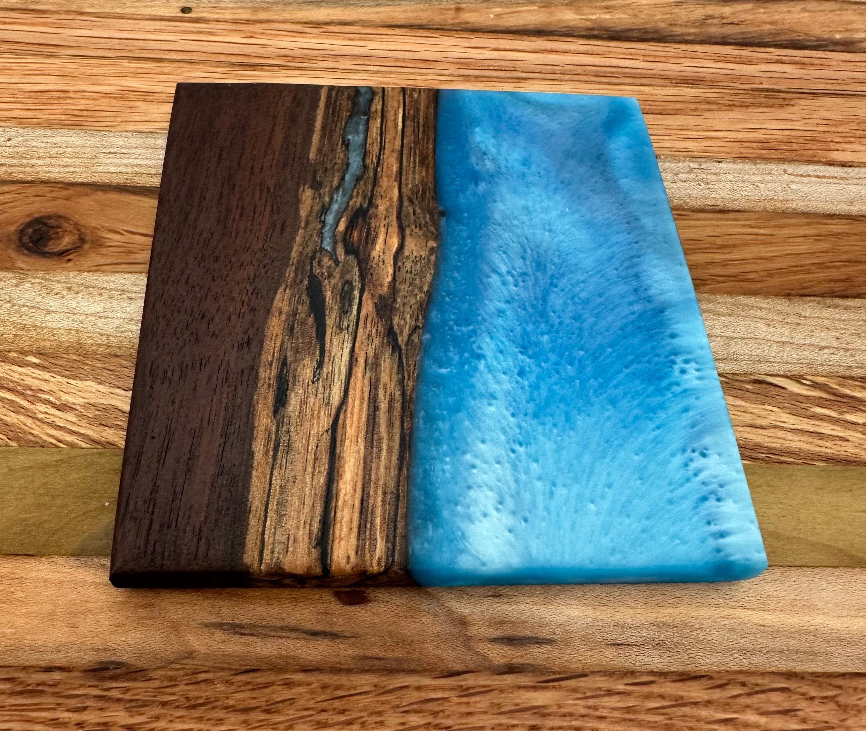 Live Edge Black Walnut and Resin Coasters, Set of 4