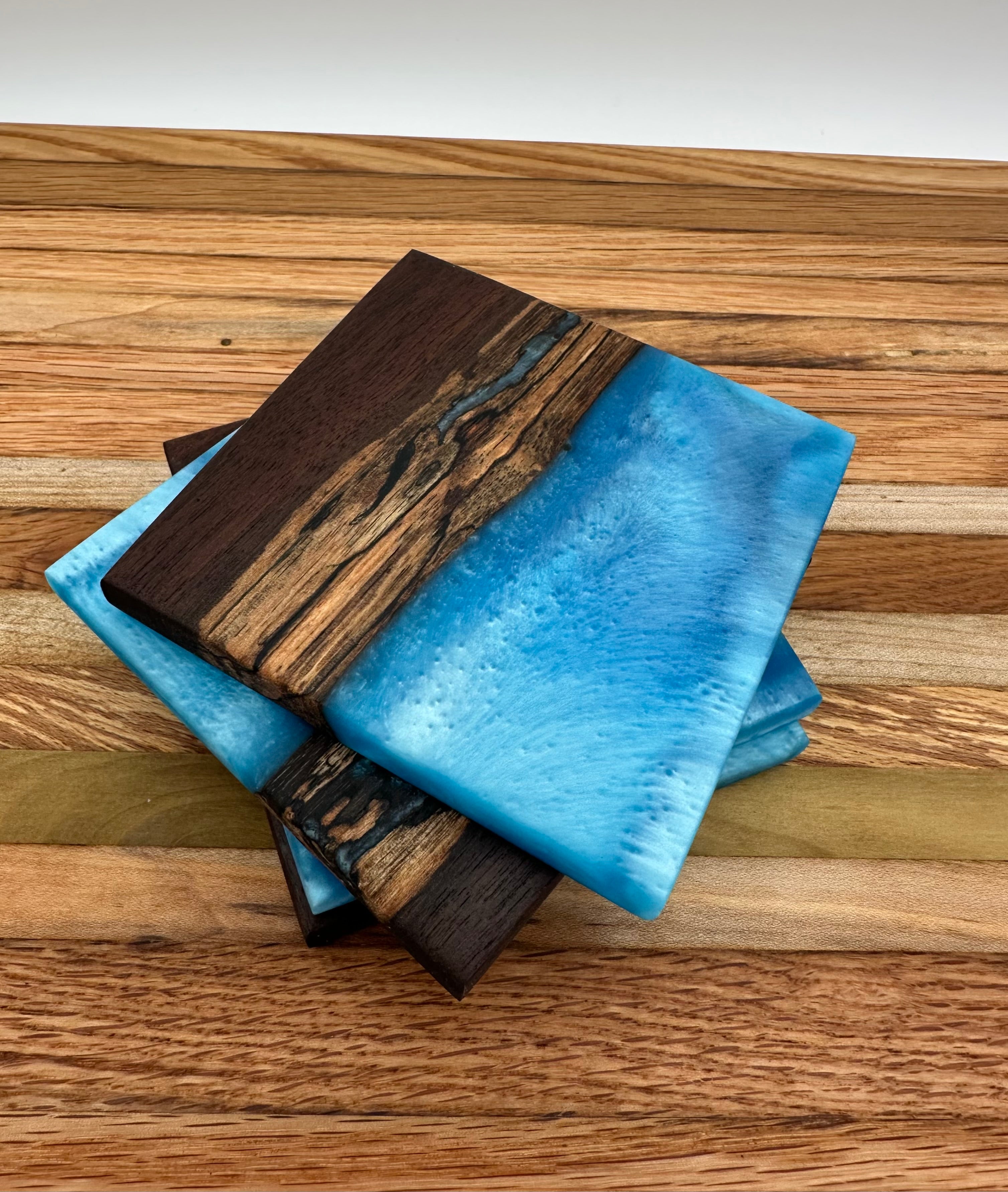 Live Edge Black Walnut and Resin Coasters, Set of 4