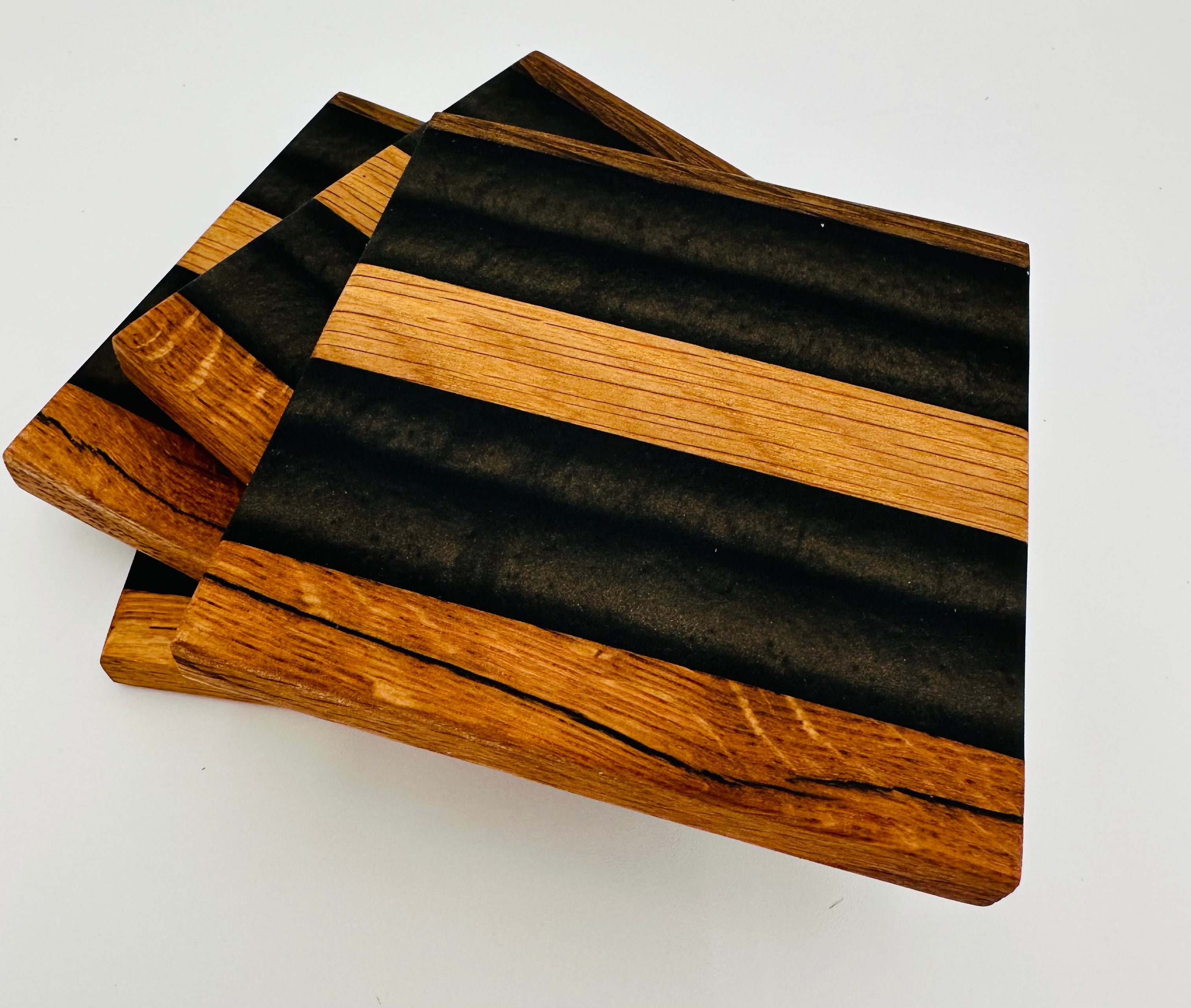 Tobacco Stick Resin Coasters - Rustic Modern Set of 4