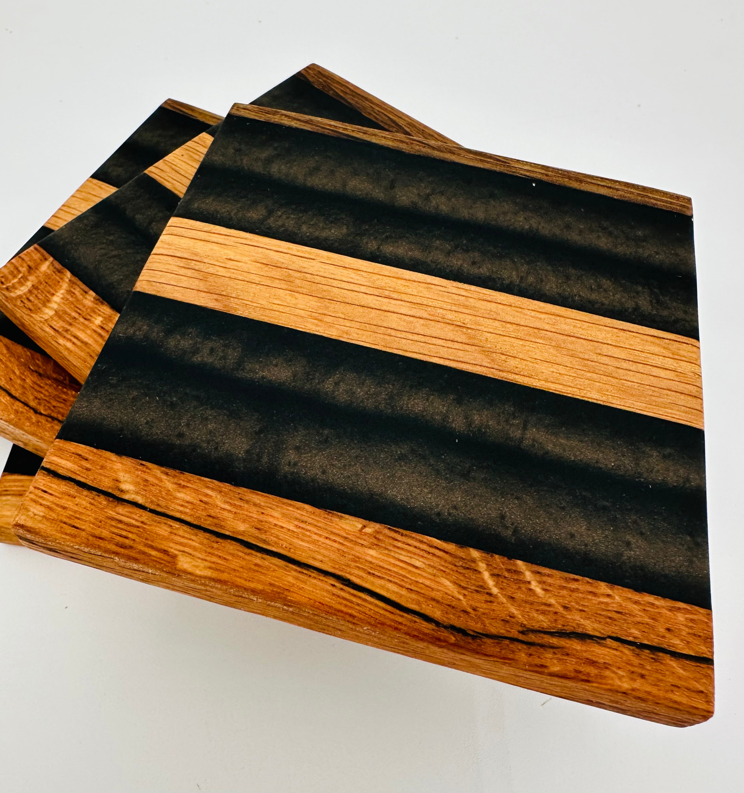 Tobacco Stick Resin Coasters - Rustic Modern Set of 4