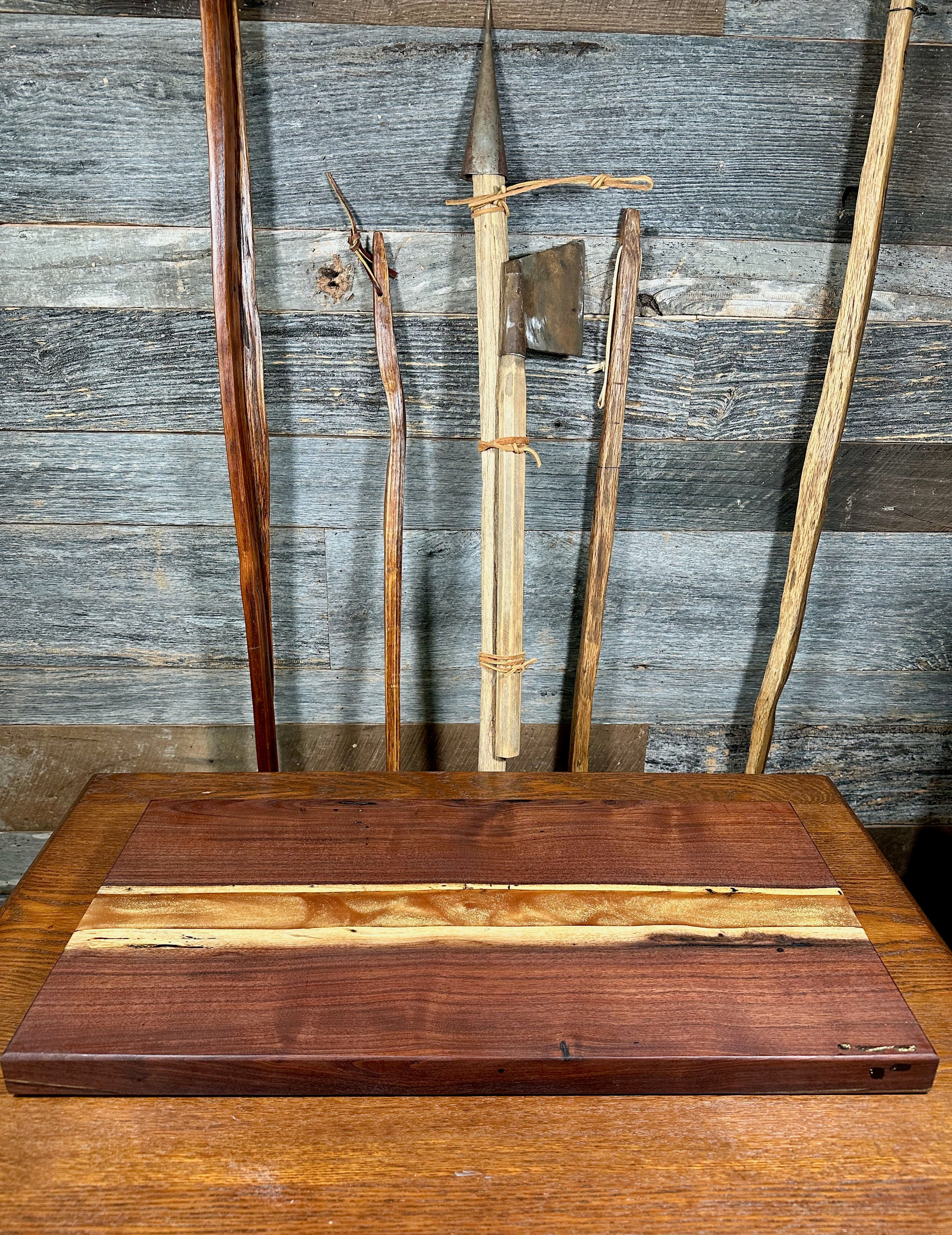 Handcrafted Black Walnut Charcuterie Board with Gold Resin Center