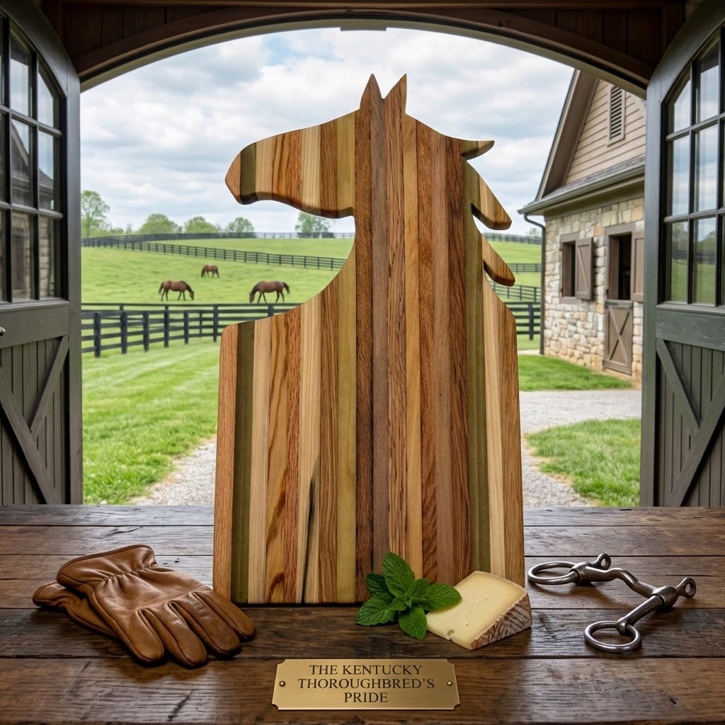 Handcrafted Equestrian Horse Head Tobacco Stick Cutting Board & Cheese Board