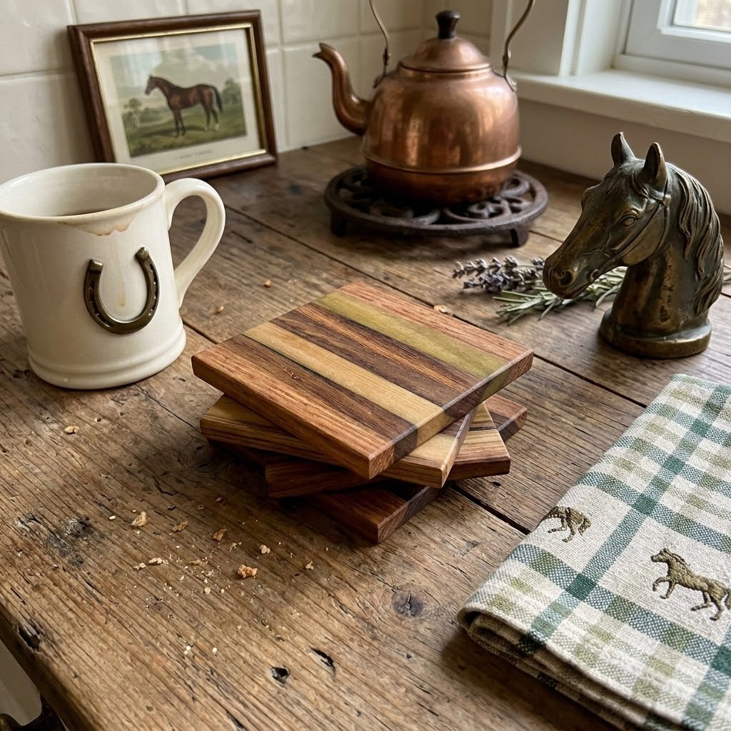 Handcrafted Reclaimed Tobacco Stick Coaster Set – End Grain & Face Grain Options