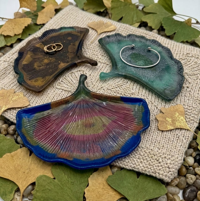 Handcrafted Resin Ginkgo Leaf Trinket Dish & Ring Holder