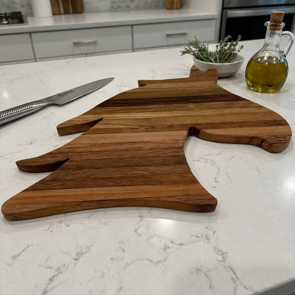 Handcrafted Equestrian Horse Head Tobacco Stick Cutting Board & Charcuterie