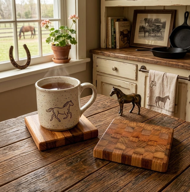Handcrafted Reclaimed Tobacco Stick Coaster Set – End Grain & Face Grain Options