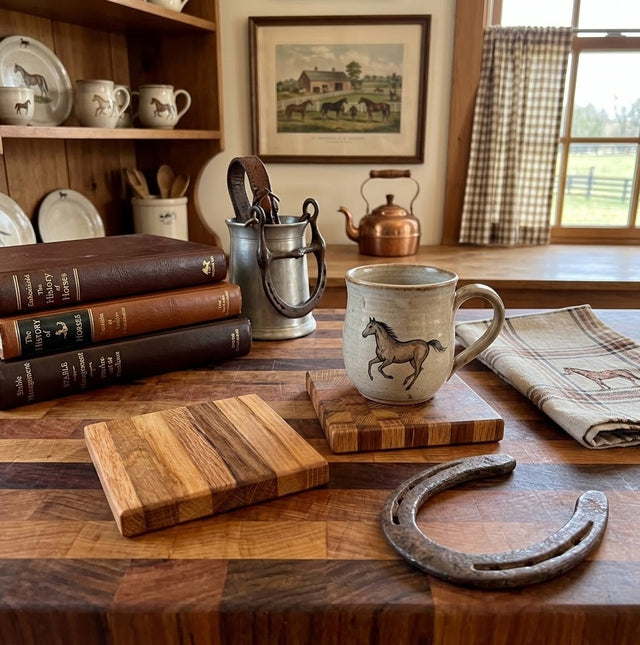 Handcrafted Reclaimed Tobacco Stick Coaster Set – End Grain & Face Grain Options