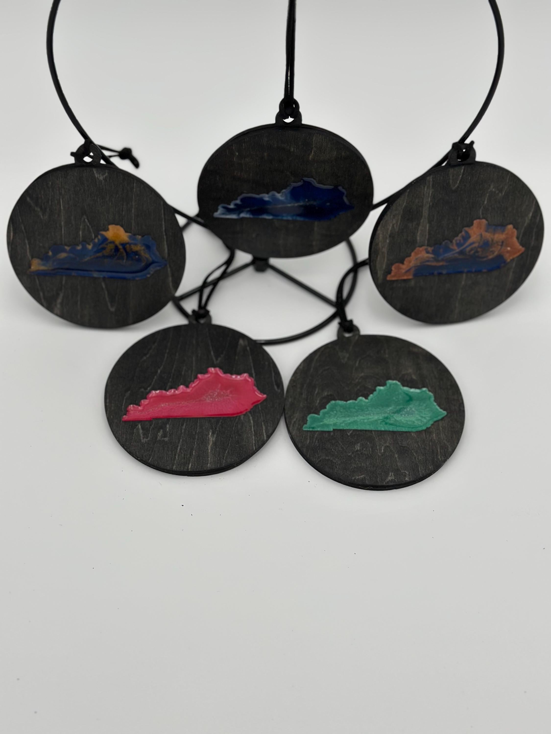 Handmade Wood and Resin Kentucky Ornament