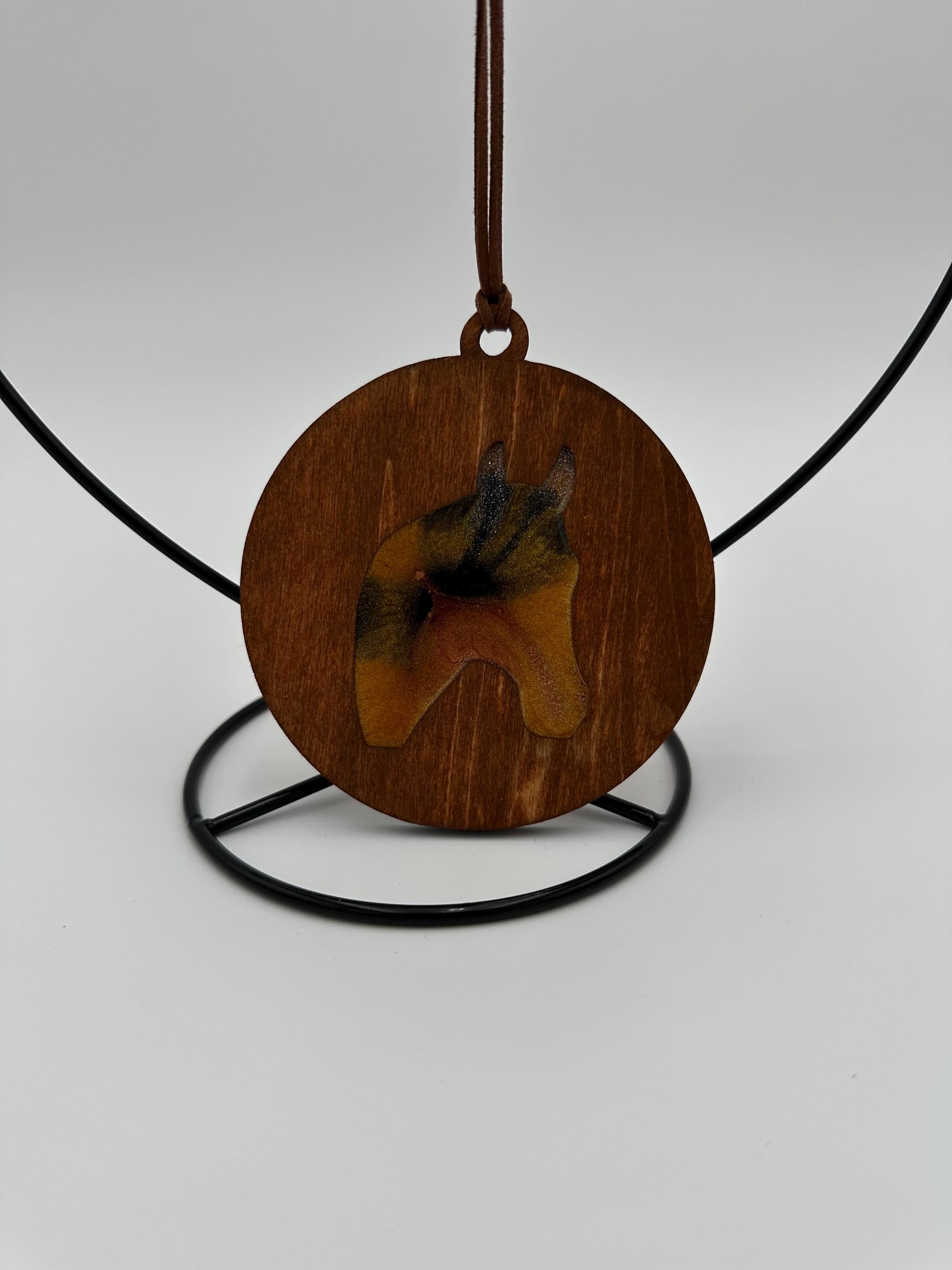 Handmade Wood and Resin Horse Head Ornament