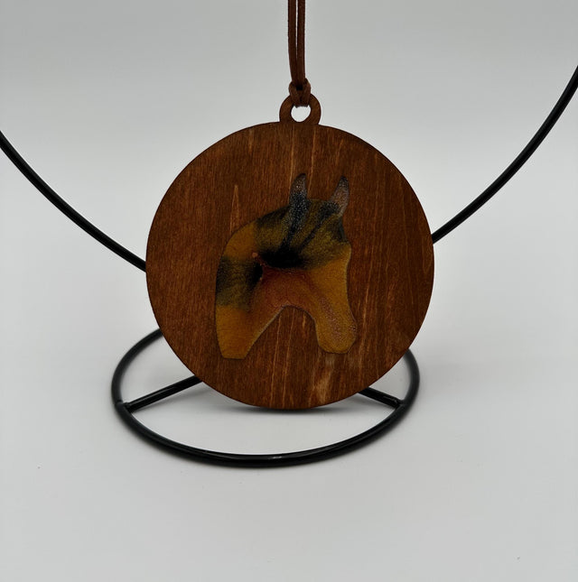 Handmade Wood and Resin Horse Head Ornament