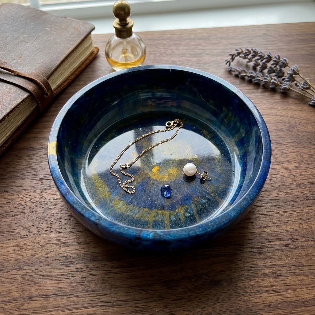 Handcrafted Swirled Epoxy Resin Decorative Catch-All Bowl (tray / trinket dish)