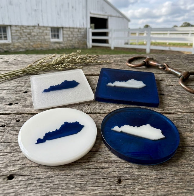 Handcrafted Kentucky State Resin Coaster Sets (Round & Square Options) Set of Four